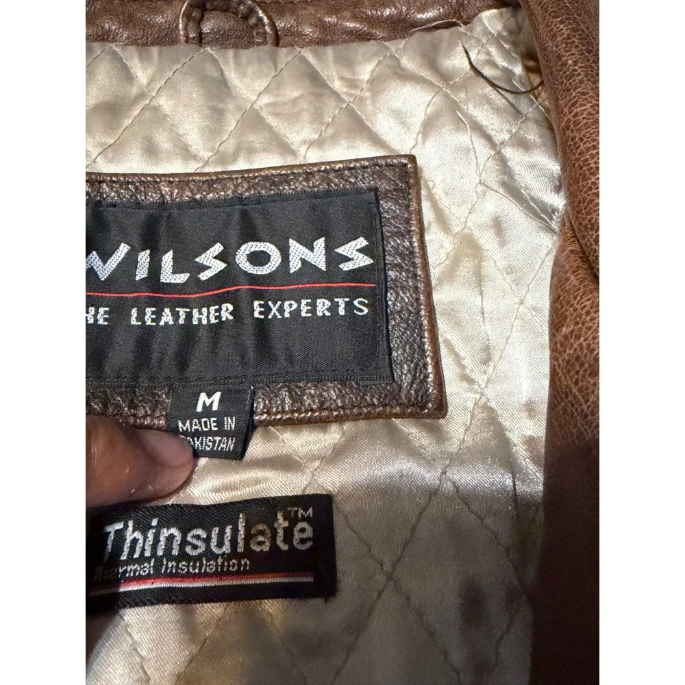 Wilsons Leather Jacket Mens Medium Brown Thinsulate Insulated Car Coat Vintage